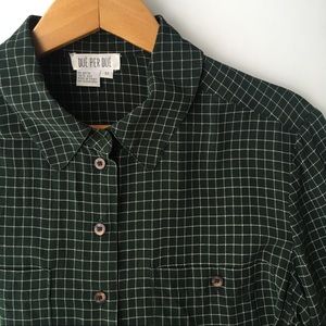 VTG Silk Button Down Blouse Green Vintage